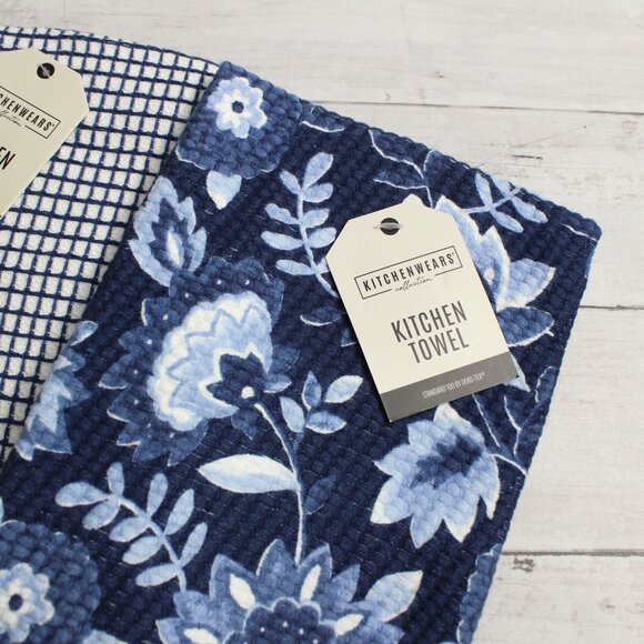 Ritz Kitchenwears Collection Kitchen Towel Lot Blue White Check Floral - Picture 4 of 5